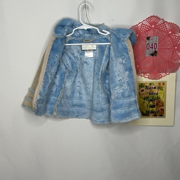 Rothschild Faux Beige Suede and Sherpa Blue Lined Hooded Coat Size 18M - Picture 6 of 11